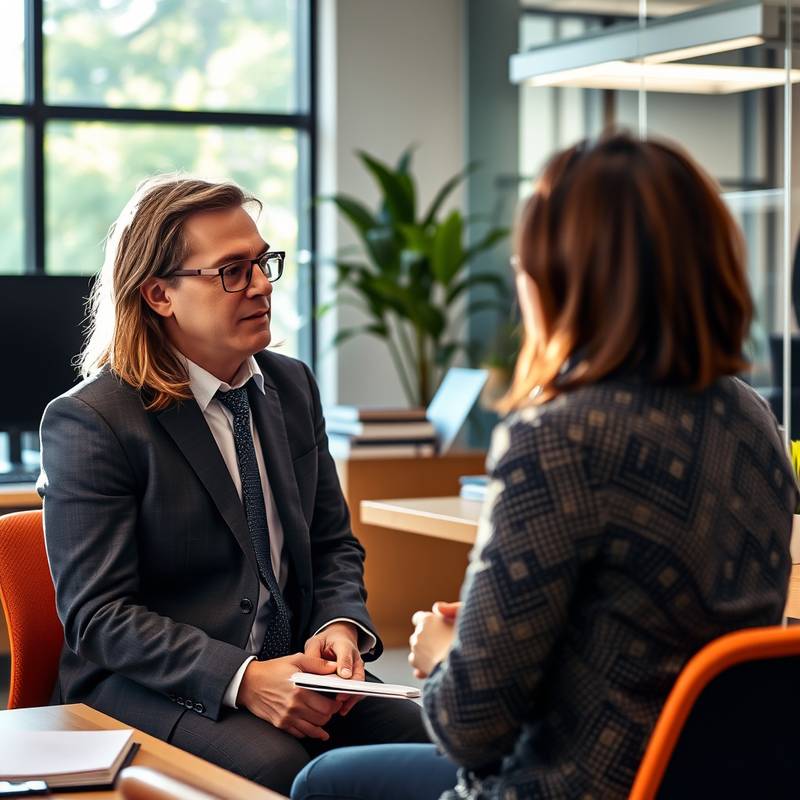 Afbeelding van een manager die een sollicitant interviewt