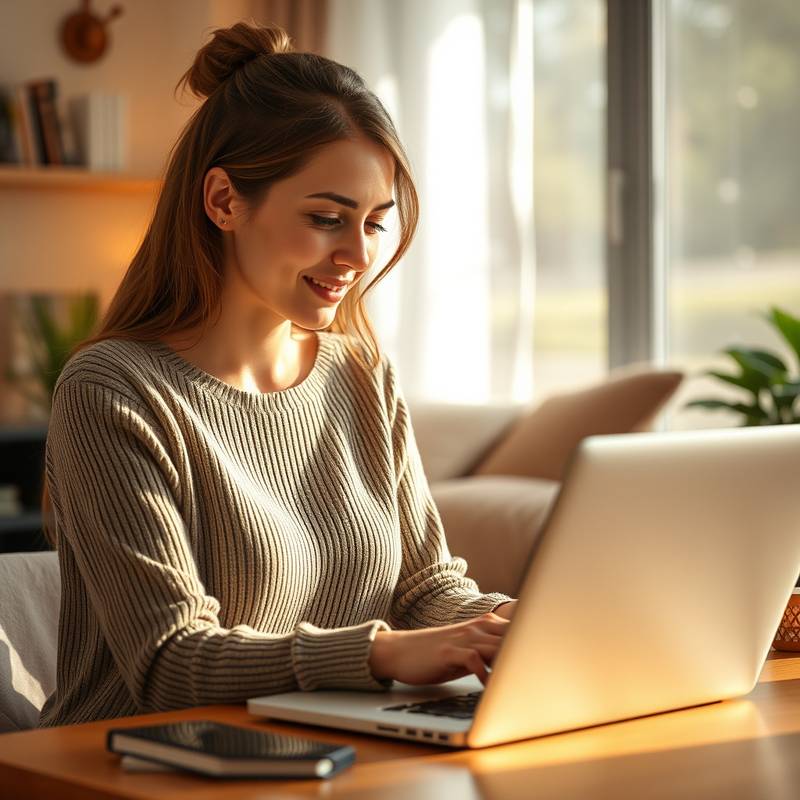 Afbeelding van een vrouw die een online cursus volgt