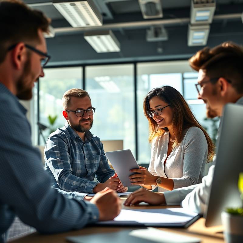 Afbeelding van mensen die samenwerken in een kantoor
